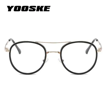 YOOSKE Retro Runde Briller Ramme Kvinder Dobbelt Beam Design Briller Mænd Klassiske Optiske Recept brillestel Unisex