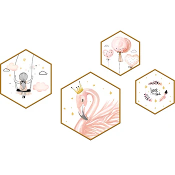 [shijuekongjian] Flamingo Dyr Wall Stickers DIY Tegneserie Pige vægoverføringsbilleder for Kids Soveværelse, Stue, Hus Dekoration