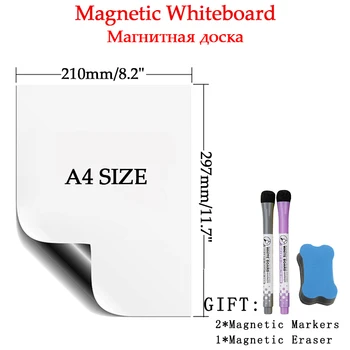 Magnetisk Whiteboard Tør Slet Wall yrelsen Hvide Bord, Køleskab Magnet Klistermærker Skriver Undervisning Barn Tegning Memo Kalender I A4-Størrelse