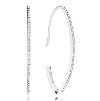 925 Sterling Sølv pandora Øreringe Ovale Funklende Stud Øreringe Med Crystal Til Kvinder bryllupsgave Europa Mode Smykker