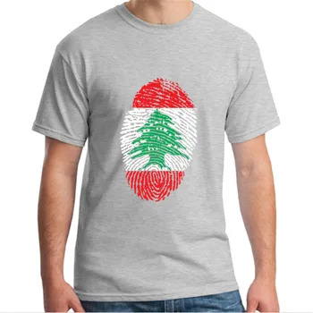 Libanon Flag Fingeraftryk Mænd T-Shirts, Sommer Brugerdefinerede Libanon Nation Flag, Grafisk Trykt Kortærmede T-Shirts Hombre