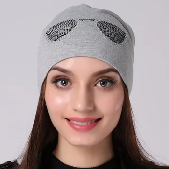 Geebro Kvinders Solbriller Stil Huer Hat Foråret Casual Polyester Rhinestones Slouchy Beanie For Kvinder Elefanthue Skullies Caps