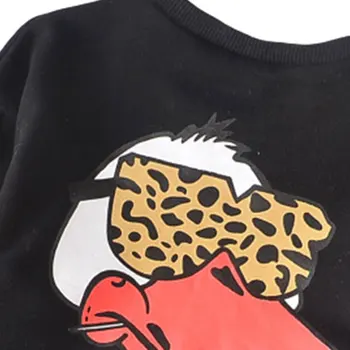 Baby Pige Top, A-Line Nederdel, Lange Ærmer Rund Hals Shirts Patchwork Side Lomme Leopard Halv-Kjole 2stk Passer til