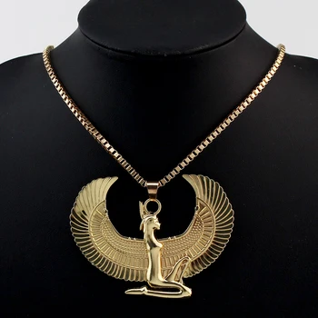 Nyeste Mode Metal Guld Farve Egyptiske Horus Fugl Falcon Holding Ankh-Symbol Halskæde Bib Kæde Choker Dyr Hiphop Halskæde