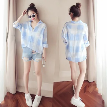 Skjorter Kvinder koreansk Stil Forår Sommer Enkel Alle-match Smarte Høj Kvalitet Solen Resistente Bløde Kvinders Trendy Bluser Casual Tynd