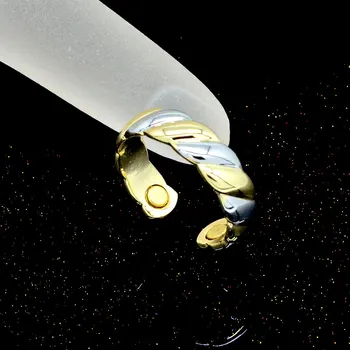Escalus Part 2-Tone Guld, Sølv Farve, Runde Magnetiske Kvinder Ring Resizable Kvindelige Magnet Ringe, Smykker Finger Slid