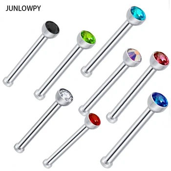 JUNLOWPY Mode Enkelt Perle Lige Næse Ring Mix 10 Farver 1000pcs/masse Piercing Smykker Rustfrit Stål Næse Hoop Ring