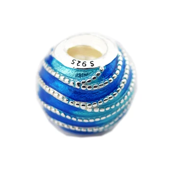 Blå Hvirvler Charm i sterling sølv smykker Passer Oprindelige Armbånd & Halskæde Perler for kvinder DIY Mode Smykker