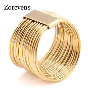 ZORCVENS 2020 Nye Ankomst Kvindelige Luksus 316L Rustfrit Stål Smykker, Guld-Farve-Multilagsbelægning vielsesringe For Kvinder