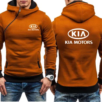 Fashion Forår, Efterår nye kia Bil Logo Print Casual høj kvalitet Bomuld Hooded Sweatshirts Skrå kæde Mand Hoody Tøj