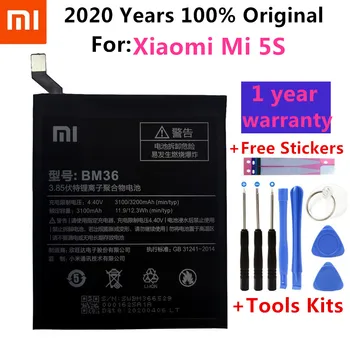 XiaoMi Oprindelige Erstatning Batteri BM36 For Xiaomi Mi 5S MI5S Nye Autentiske Telefonens Batteri 3200mAh+Gave Værktøjer +Klistermærker