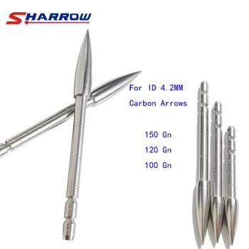 Bueskydning Mål Arrowhead 100 /120 /150 Korn Arrow Point For ID-4,2 mm Pil Aksel Rustfrit Stål Pil Tip Jagt Tilbehør