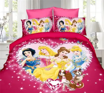 Disney princess duvet cover sæt twin size sengetøj til piger soveværelse indretning enkelt sengetøj dynen børn børn lagner