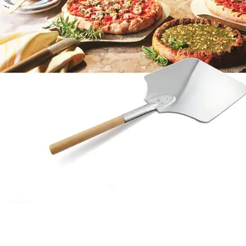 Aluminium Pizza Skræl Skovl med Træ Håndtag og Kage Skovl Bagning Værktøjer Ost Cutter Peels Løften Af Pizza Skovl#30