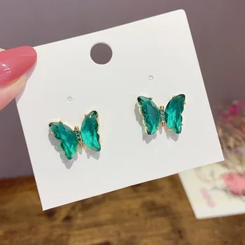 Jefficarnny 2020 nye sommerfugle Smykker lavet af kobber indlagt krystal sommerfugl Ring, øreringe og halskæde sæt