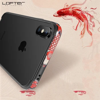Kinesisk Stil Metal Telefon Bumper til iPhone X XS Cases til iPhone XS MAX Cover Koi Tegnefilm Aluminium Frame Silikone Coque