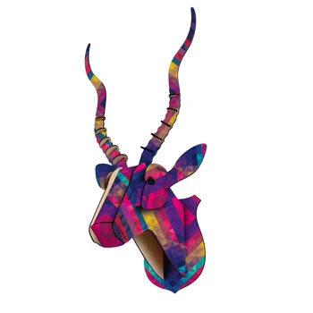 63cm DIY 3D Træ-Unicorn Antilope Han Hjem Væggen Hængende Dekoration Opbevaring Stativer Indehavere Hjem Dekoration Tilbehør