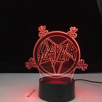 Amerikansk Thrash Metal-Band som Slayer Logo Nat Lys Led Fjernbetjening Farve Skiftende Vågelampe til Indretning Event Lampe
