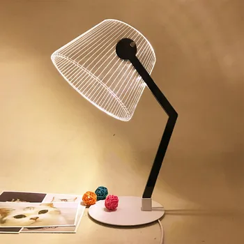 Nye 3D LED bordlampe Akryl, Træ, Beslag Sengen Dekoration Nat Lys Med 1,5 M USB-Kabel-Knappen Soveværelse læselampe