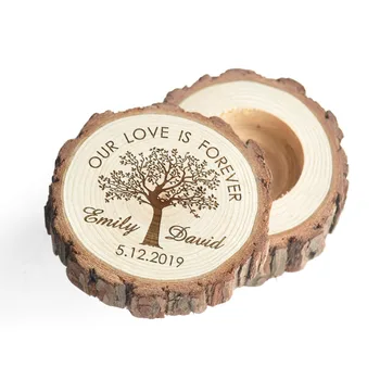 Træ Vielsesring Max Forslag Ring Box Rustik Ring Pude Engagement Gave Land Bryllup Valentines Gave Bryllup Indretning