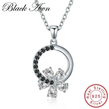 Romantisk Ankomme 3.2 g 925 Sterling Sølv Fine Smykker, Trendy Blomst Engagement halskæder & vedhæng til Kvinder K001