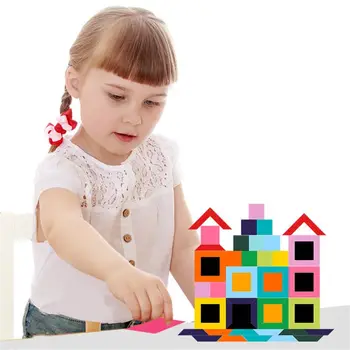 80/64PCS Magnetiske Træ-Puslespil yrelsen Indstiller Farverige Baby Montessori Educat