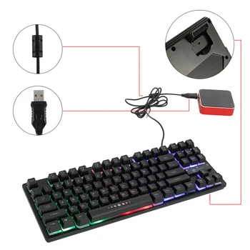 87 Taster Mekanisk Tastatur Kablede Gaming Tastatur Mix Baggrundsbelyst Anti-ghosting Blå Rød Skifte Til Bærbar PC Spil