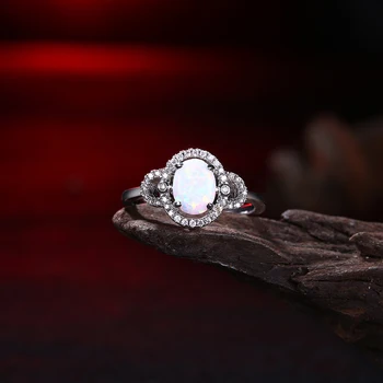 INALIS Romantisk Hvid 5A Klare Cubic Zirconia Og Opal Ovale Ringe Til Kvinder-års Jubilæum Ring Mode Kvindelige Smykker Bedste