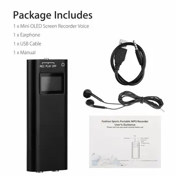 TIPTOP Mini diktafon 8GB Audio Recorder-Optagelse, USB-Enhed, MP3-Afspiller med OLED-Skærme