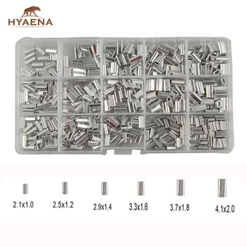 Hyaena 500pcs/kasse Aluminium Legering Crimp Ærmer Sæt 1,0 mm til 2,0 mm Aluminium Rør Stel fiskegrej Sæt