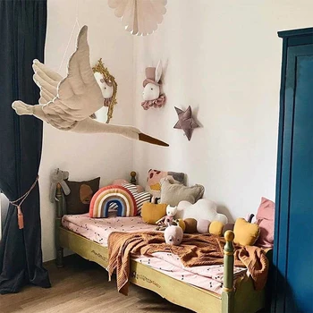 Kreative væggen hænger Swan Plys Udstoppet Dukke stof familie soveværelse Nursery room decor hængende ornamenter baby beroligende pude