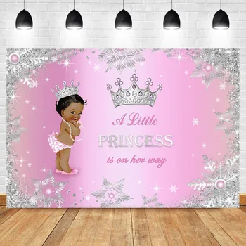 Pink og Sølv, Baby Shower Etnisk Baggrund Lille Prinsesse Vokset Fotografering Baggrund Sølv Glitter Snefnug Baggrunde