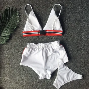 IASKY 3PCS/SÆT sport Bikini med shorts 2018 nye sexede kvinder Badetøj Badetøj Bikini Sæt Polstrede badetøj maillot de bain