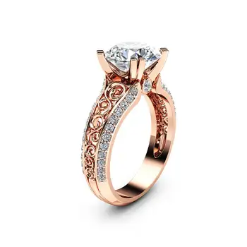 MOONROCY CZ Krystal Ring i Rosa Guld Farve vielsesringe Vintage Hule Dame Smykker til Kvinder Gave Drop Shipping Engros