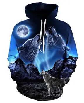 Wolf Totem Trykt Hættetrøjer Mænd 3d-Hættetrøjer Mærke Sweatshirts Dreng Jakker Kvalitet Pullover Fashion Animal Streetwear Ud Frakke
