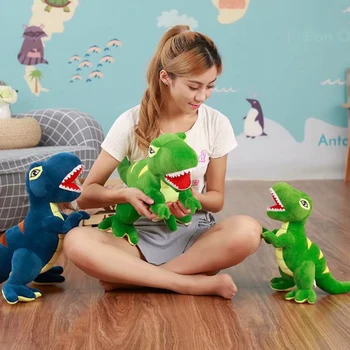 Plys Dinosaur Udstoppet Dukke Bløde Dinosaur Plushie Toy Dyr Dino Toy Børn Huggable Fødselsdag Gave Mørk Blå/Grøn 4 Størrelser