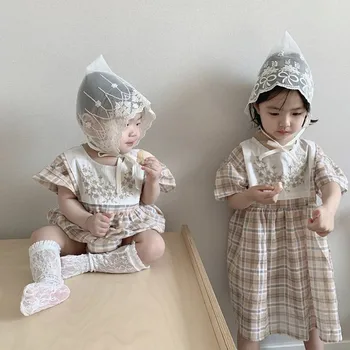 Baby Tøj Body og Kjole 2020 Nye Sommer koreanske Buksedragt og Kjole Søster og Bror Kostume Kjole Pige(ingen hat)