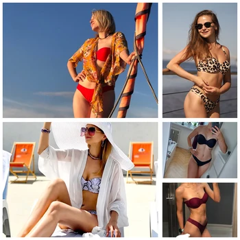 Sexet Høj Talje Bikini Badetøj Kvinder Badedragt 2020 Leopard Brazilian Bikini Sæt, Push Up Badning Suit Female Sommer Strandtøj L