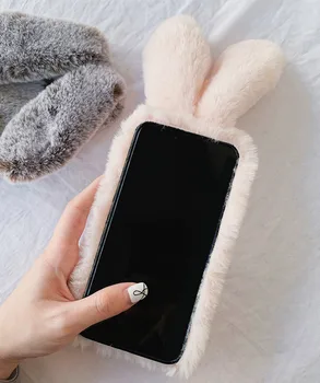 Fluffy Kanin Silikone Bunny Plys Telefon tilfældet For Huawei Mate 30 Pro lite ære 20 S 7A 8A Y5 Y6 Y7 2019 P40 P30 Pro P20 lite E