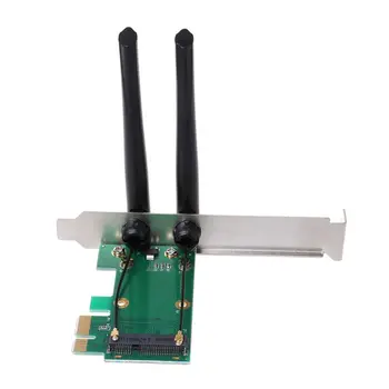 Wireless Network Card WiFi Mini-PCI-E Hurtig til PCI-E-Adapter 2 Antenne Ekstern PC