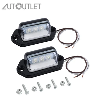 AUTOUTLET 3 LED Licens Nummer Plade Lys Lampe Lavt strømforbrug Vandtæt Lys For Lastbil Lastbil Van Trailer 12V/24V