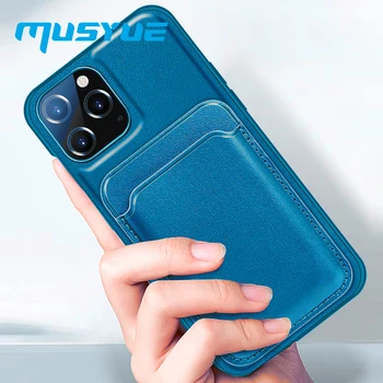 Musyue Magsafe Case til iPhone 12 Pro Luksus Læder Mag Sikker Case til iPhone 12 Pro Max Mini Magnetiske Magsafing Kort Taske Cover