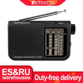 RETEKESS V117 AM FM SW Bærbare Senior Radio Transistor Radio Modtager Kort Bølge batteridrevne Avanceret Tuner Receiver
