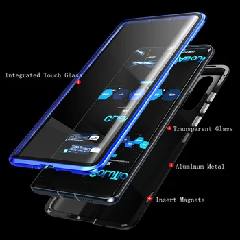 Dobbelt sidet glas Magnetiske sagen for Huawei Nova 7 SE Pro 6 6SE Ære V30 Pro 8S Alumium metal 360 graders Fuld Dækning Sag