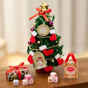Jul Retro Kraftpapir Tag Snefnug Træ Santa Claus Gave Bell Kombination Ny