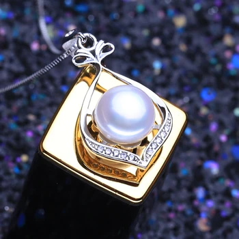 FENASY 925 Sterling Sølv Halskæde Naturlige Perle Smykker Sæt Til Kvinder Classic Stud Øreringe Fashion Party Ringe