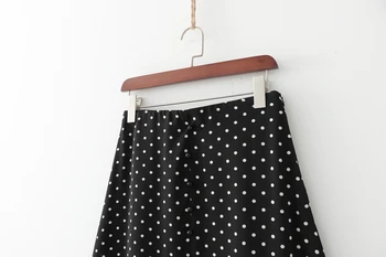 Vintage polka dot midi-sommer nederdele med høj talje pletten nederdele dame sort a-linje steetwear