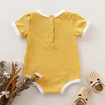 Simple Mode Sommer Pyjamas Nyfødte Baby Drenge Piger Casual Tøj Bomuld Kortærmet Lille Barn Spædbarn Tøj Sæt Natkjole