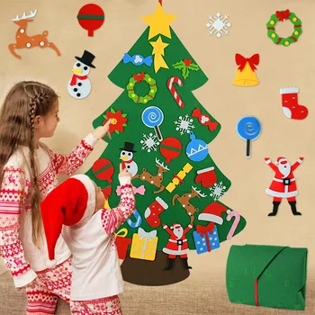 Børn DIY Følte Christmas Tree Dekoration til Hjemmet Udsmykning Nye År 2021 Gaver, Pynt Santa Claus Xmas Tree