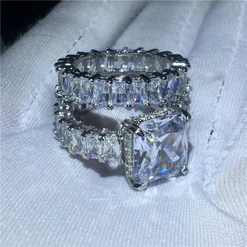 Choucong Prinsesse cut Ring Sæt 925 Sterling Sølv AAAAA cz Engagement Bryllup Band Ringe Til Kvinder, Mænd Part Finger Smykker